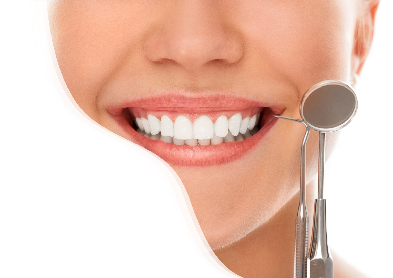 A woman is smiling while being at the dentist